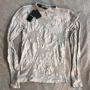 BEBE Lace-like Material Long-sleeved Top